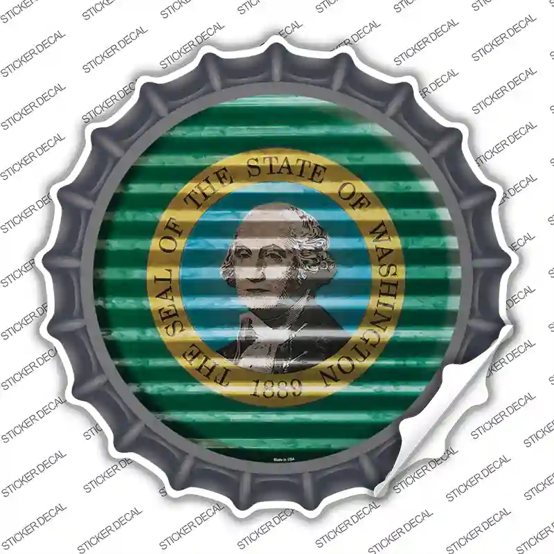 BC-957s-XL Washington Flag Corrugated Novelty Bottle Cap Sticker Decal - Extra Large