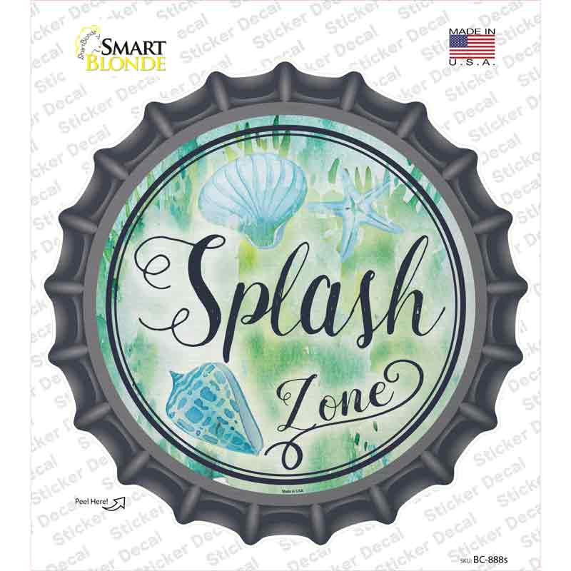 BC-888s-M Splash Zone Novelty Bottle Cap Sticker Decal - Medium