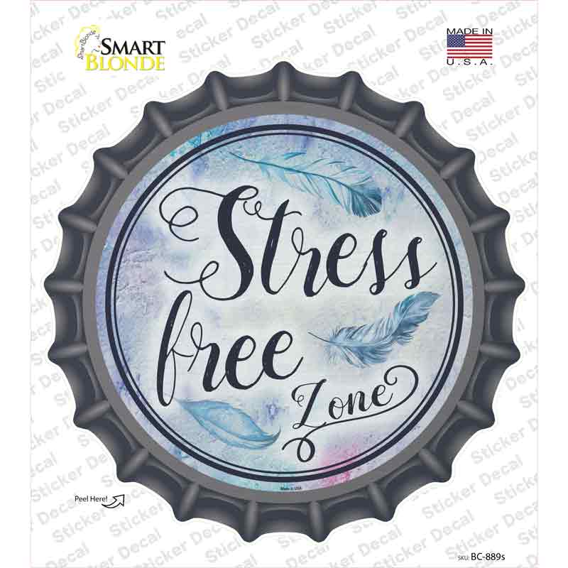 BC-889s-M Stress Free Zone Novelty Bottle Cap Sticker Decal - Medium