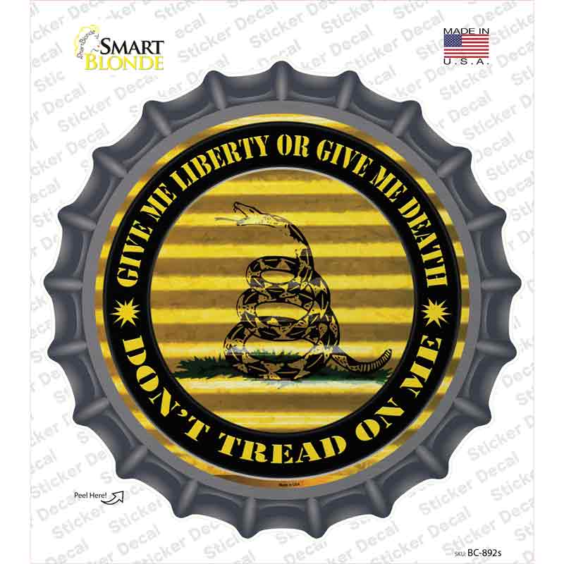 BC-892s-M Do Not Tread on Me Yellow Novelty Bottle Cap Sticker Decal - Medium