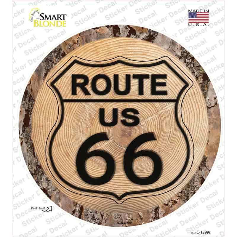 C-1399s-M US Route 66 Wood Novelty Circle Sticker Decal - Medium