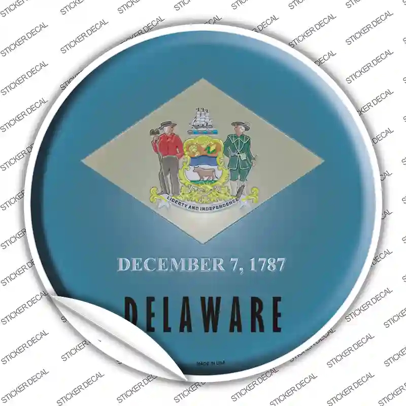 C-107s-L Delaware State Flag Novelty Circle Sticker Decal - Large