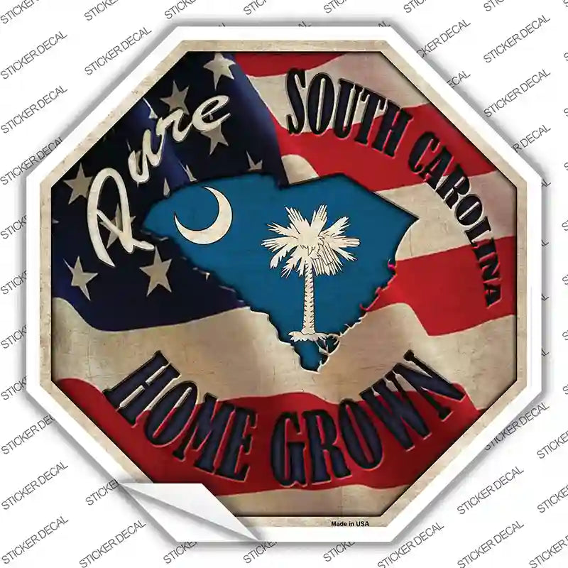 BS-441s-S South Carolina Home Grown Novelty Octagon Sticker Decal - Small