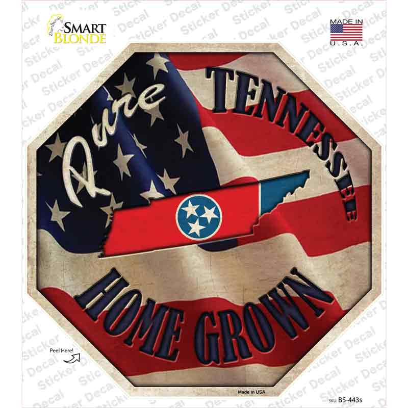 BS-443s-M Tennessee Home Grown Novelty Octagon Sticker Decal - Medium