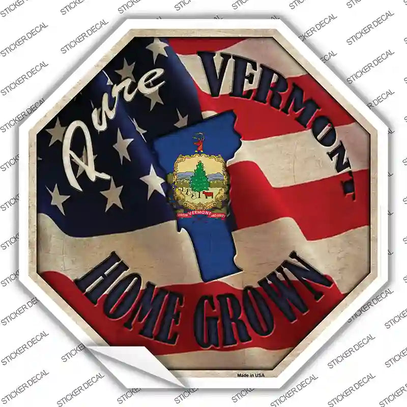 BS-446s-L Vermont Home Grown Novelty Octagon Sticker Decal - Large