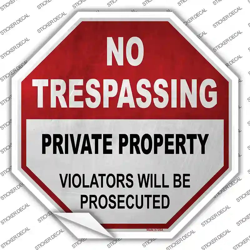 BS-467s-S No Trespassing Private Property Novelty Octagon Sticker Decal - Small