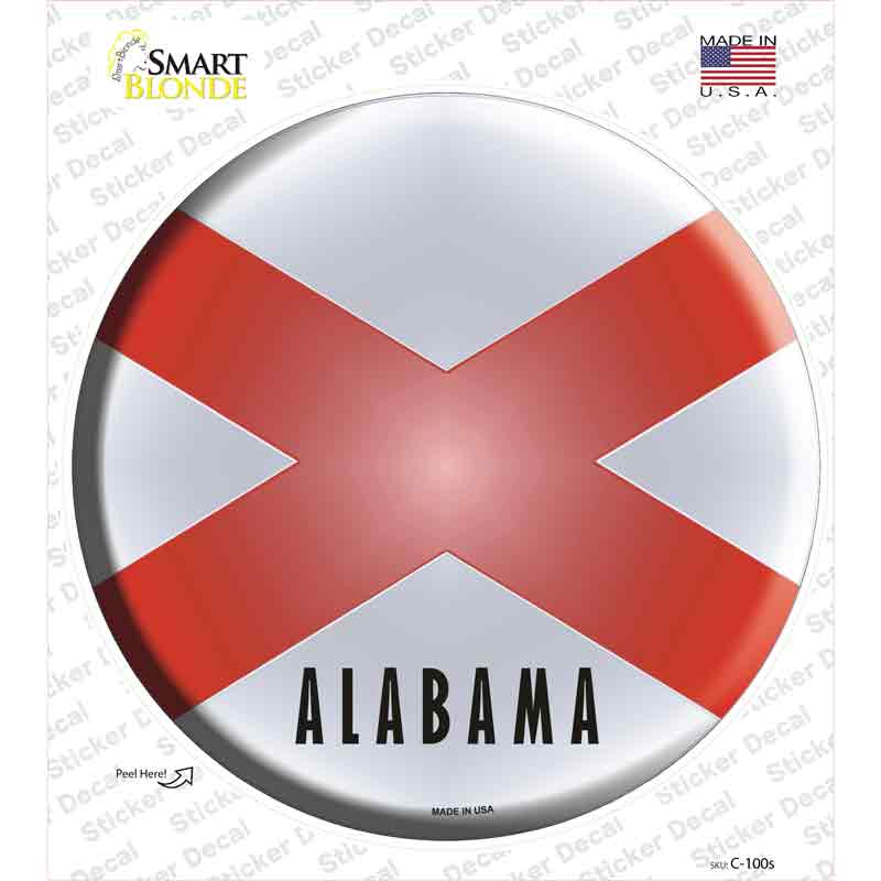 C-100s-M Alabama State Flag Novelty Circle Sticker Decal - Medium