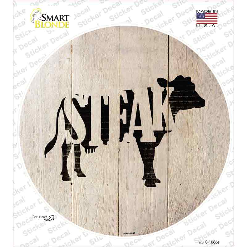 C-1066s-M Cows Make Steak Novelty Circle Sticker Decal - Medium