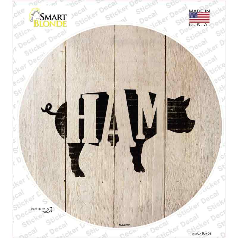 C-1075s-M Pigs Make Ham Novelty Circle Sticker Decal - Medium