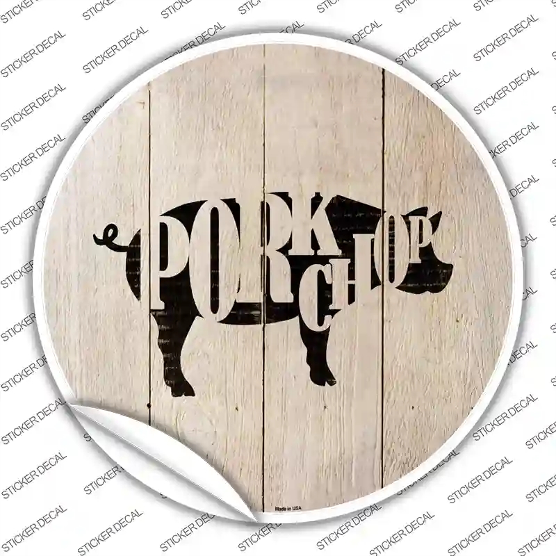 C-1076s-L Pigs Make Pork Chops Novelty Circle Sticker Decal - Large