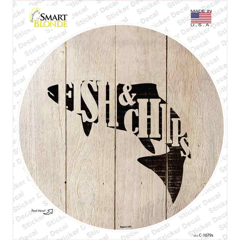 C-1079s-M Fishes Make Fish & Chips Novelty Circle Sticker Decal - Medium