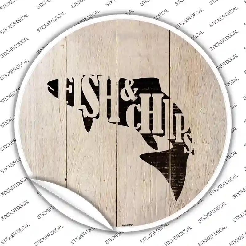C-1079s-S Fishes Make Fish & Chips Novelty Circle Sticker Decal - Small