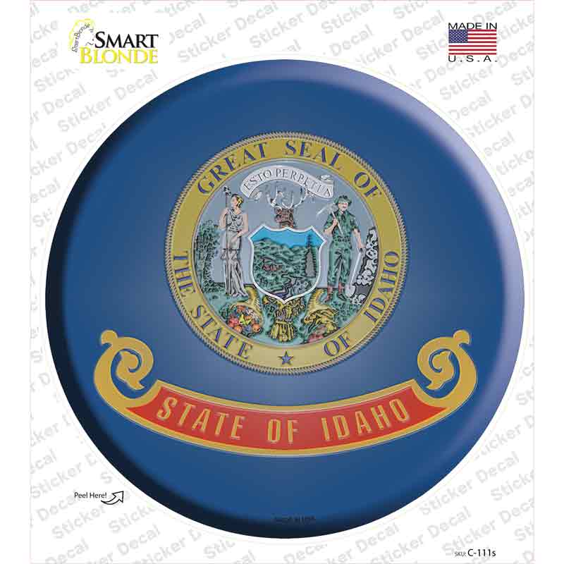 C-111s-M Idaho State Flag Novelty Circle Sticker Decal - Medium
