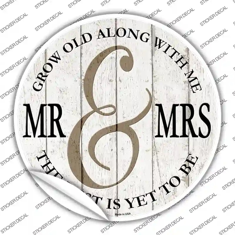 C-1129s-L Mr & Mrs White Novelty Circle Sticker Decal - Large