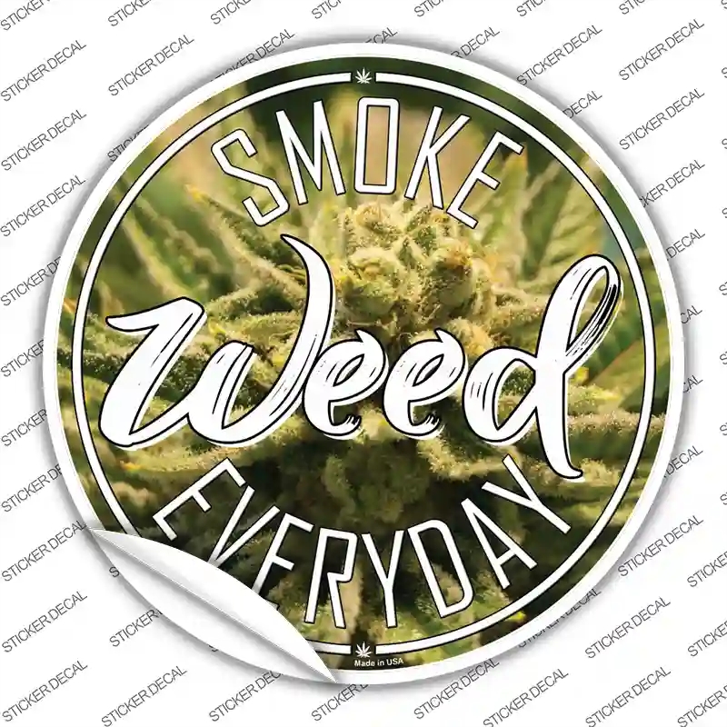 C-1289s-S Smoke Weed Everyday Novelty Circle Sticker Decal - Small
