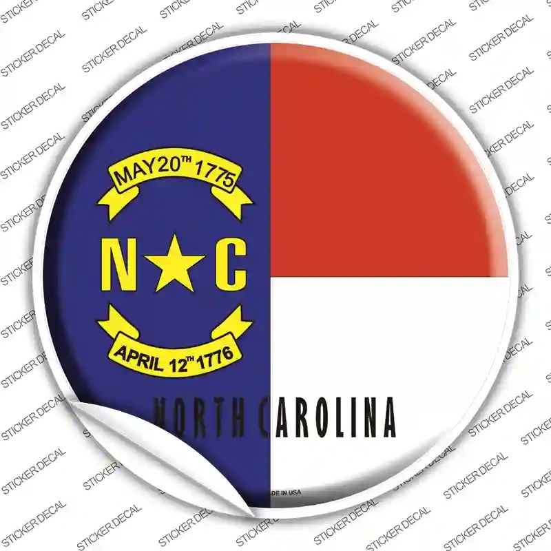 C-132s-L North Carolina State Flag Novelty Circle Sticker Decal - Large