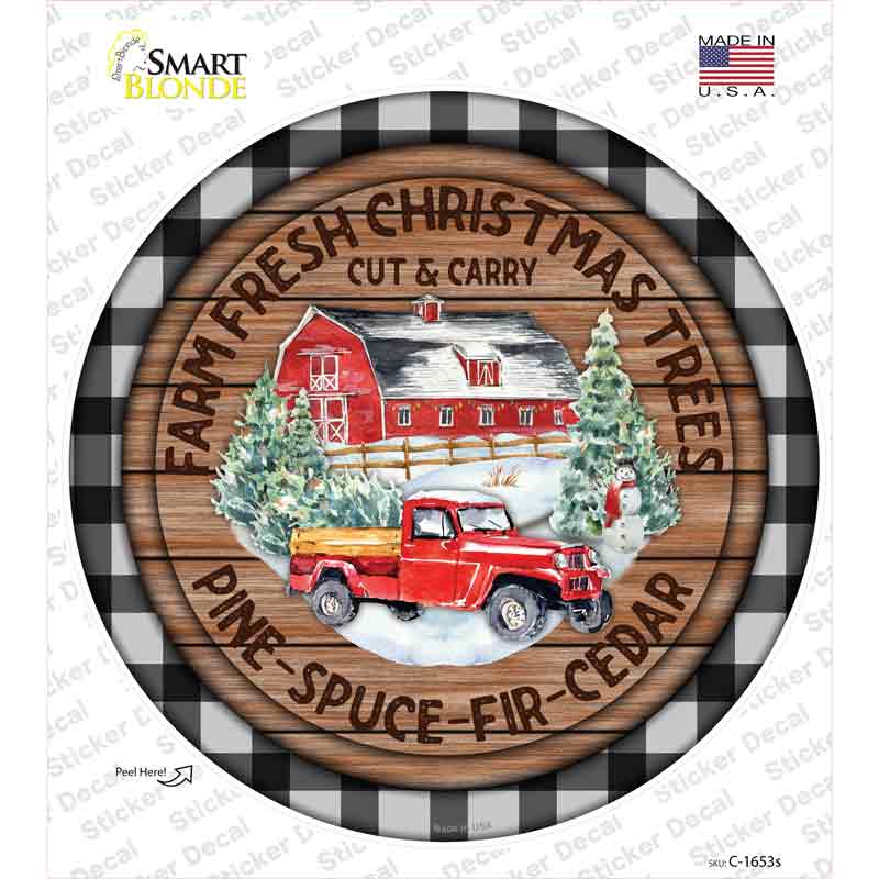 C-1653s-M Pine Spruce Fir Cedar Trees Novelty Circle Sticker Decal - Medium