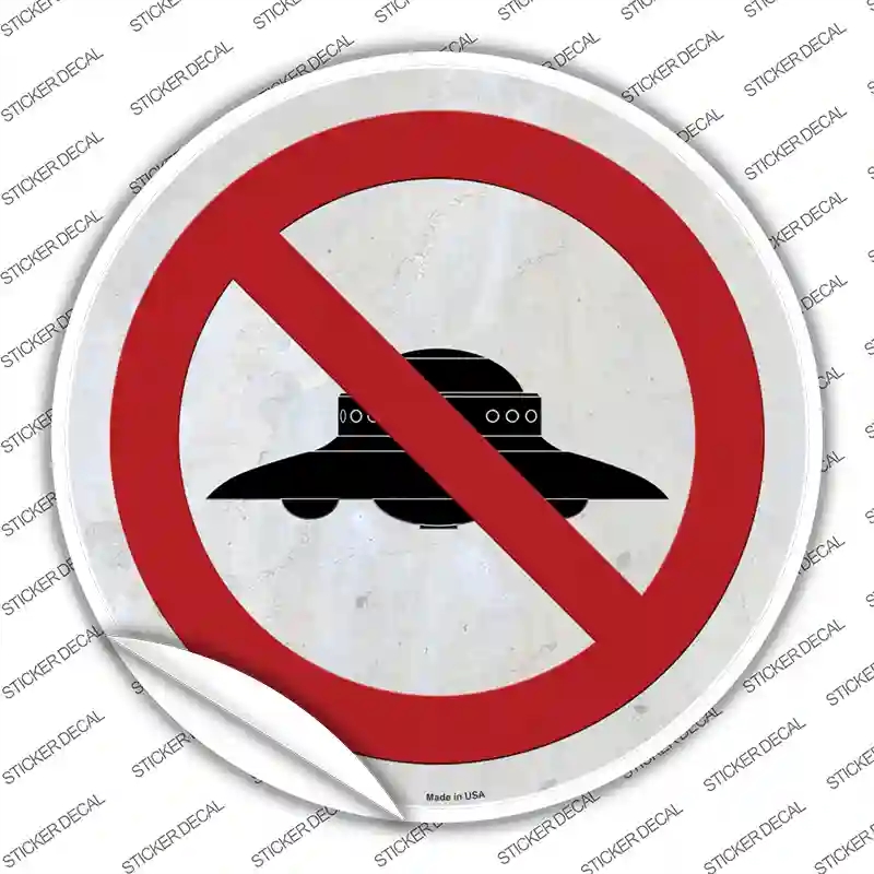 C-1658s-L No UFOs Novelty Circle Sticker Decal - Large