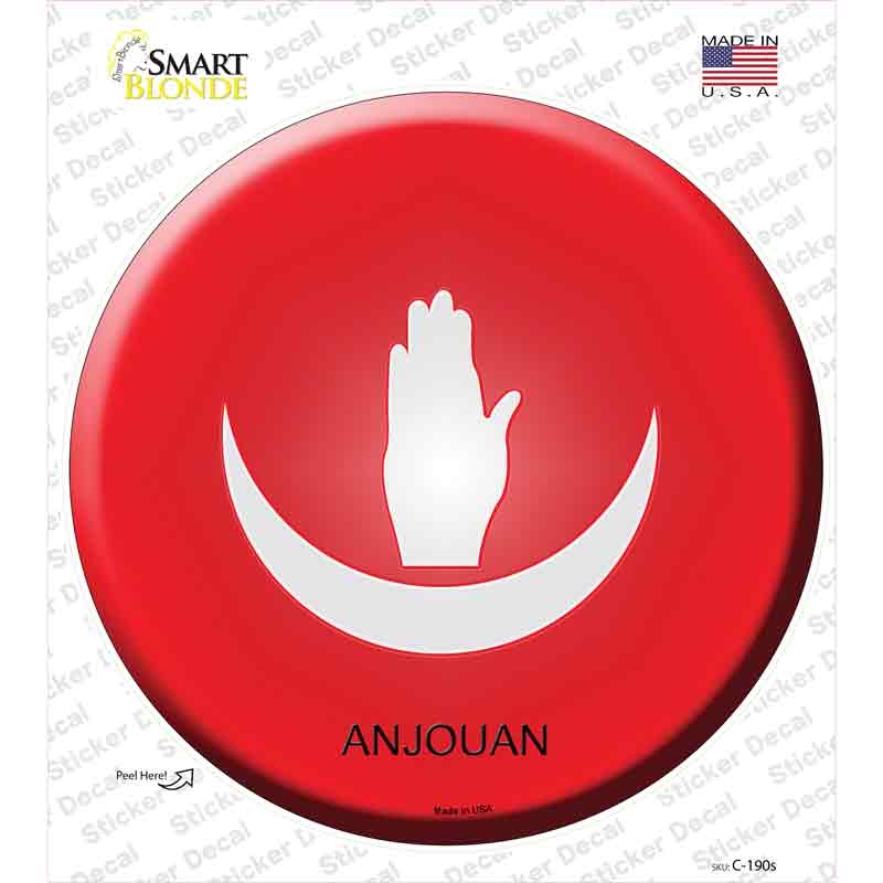 C-190s-M Anjouan Country Novelty Circle Sticker Decal - Medium
