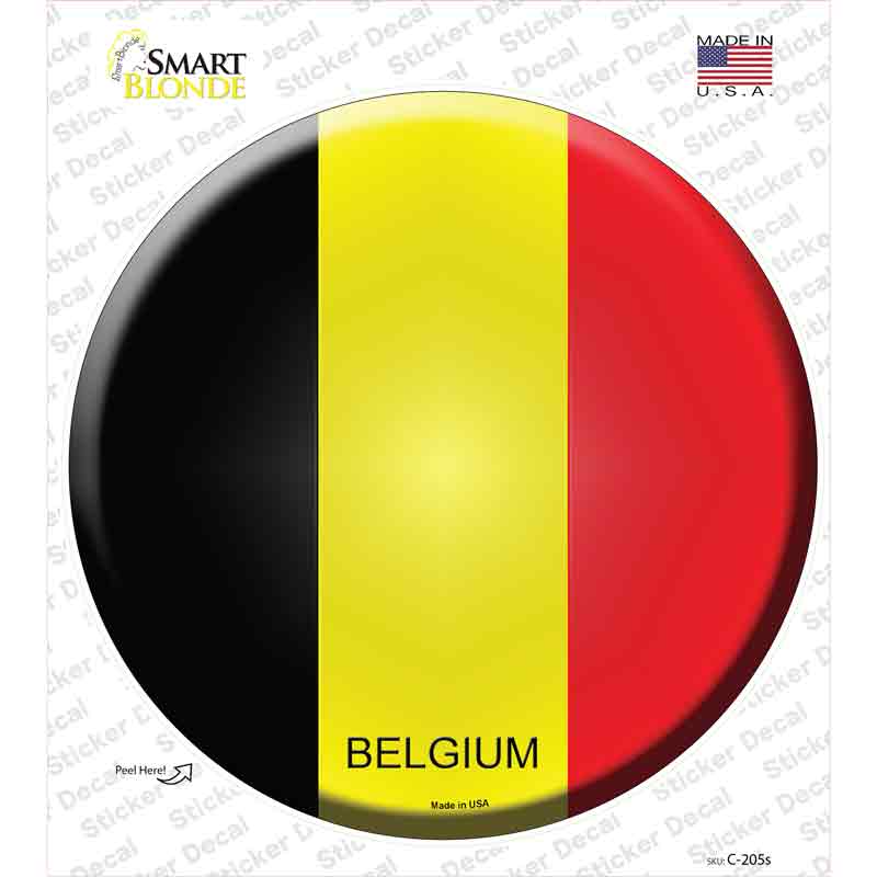 C-205s-M Belgium Country Novelty Circle Sticker Decal - Medium