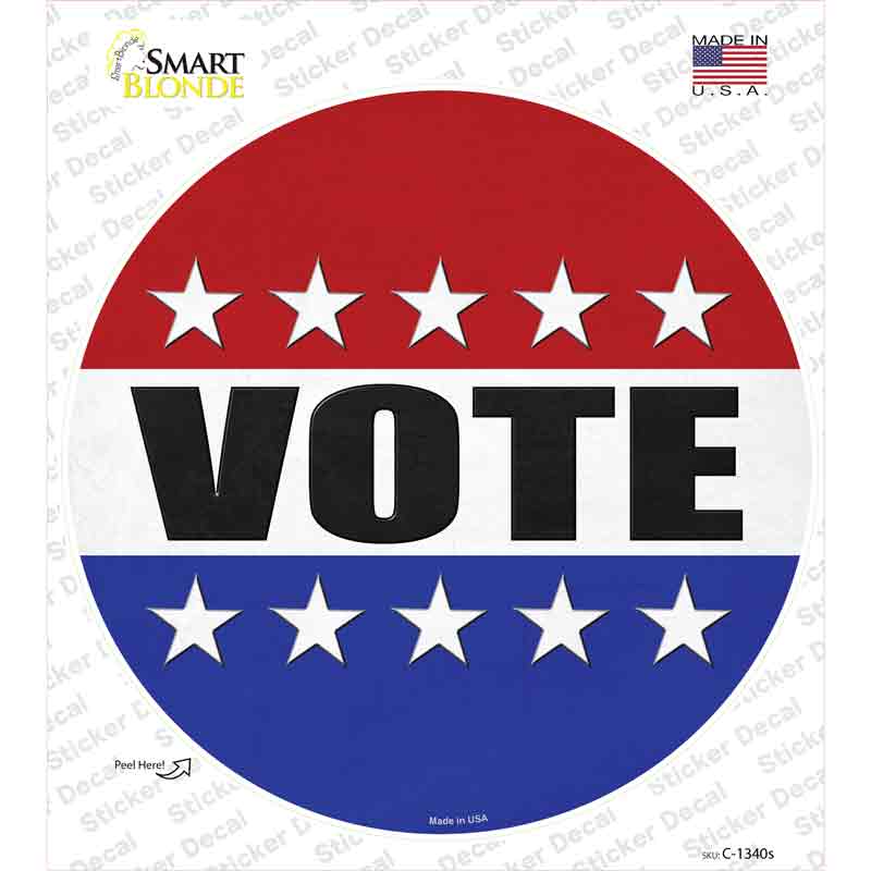 C-1340s-M Vote Novelty Circle Sticker Decal - Medium
