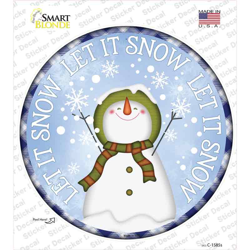 C-1585s-M Let It Snow Snowman Novelty Circle Sticker Decal - Medium