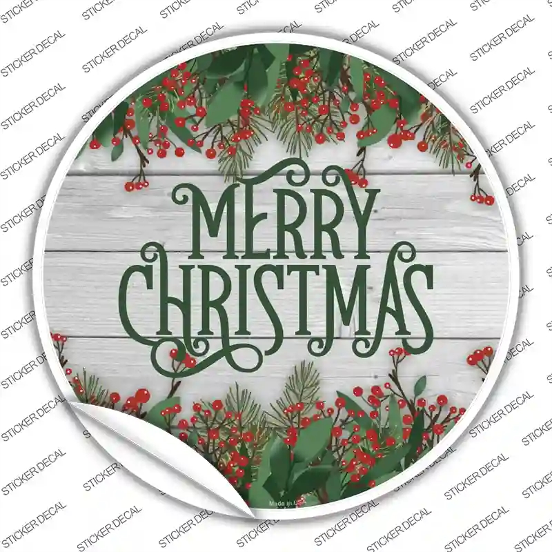 C-1605s-XL Merry Christmas Green Novelty Circle Sticker Decal - Extra Large