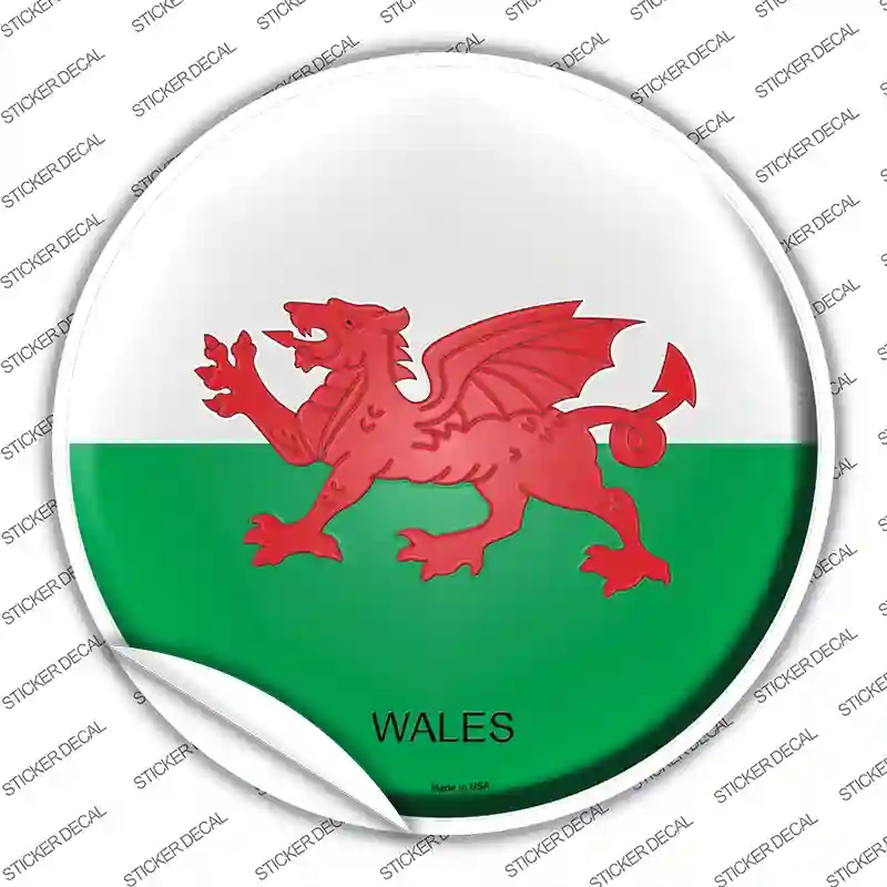 C-474s-L Wales Country Novelty Circle Sticker Decal - Large