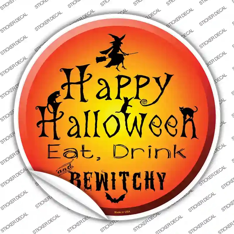 C-506s-XL Happy Halloween Novelty Circle Sticker Decal - Extra Large