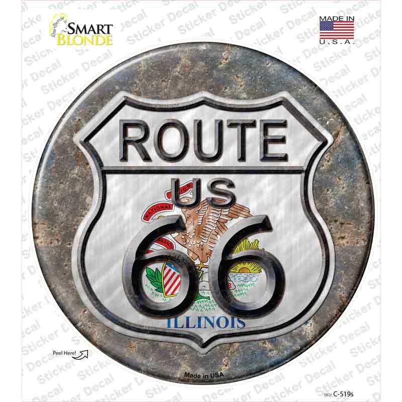 C-519s-M Illinois Route 66 Novelty Circle Sticker Decal - Medium