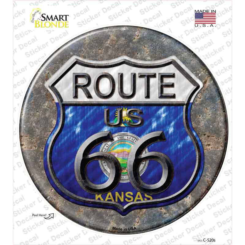 C-520s-M Kansas Route 66 Novelty Circle Sticker Decal - Medium