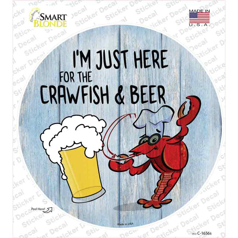 C-1656s-M Crawfish & Beer Novelty Circle Sticker Decal - Medium