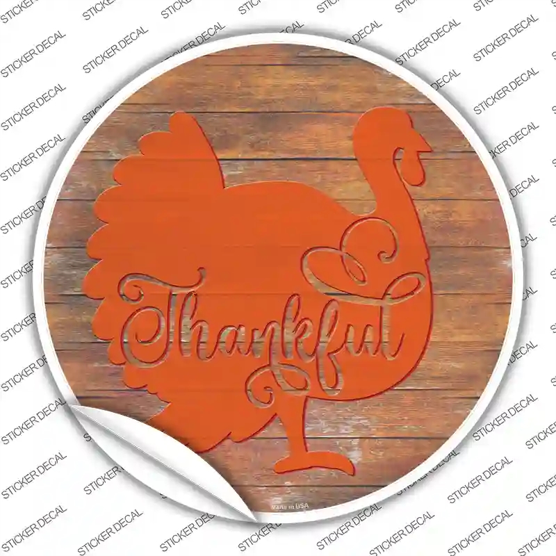 C-1566s-L Thanksgiving Turkey Novelty Circle Sticker Decal - Large