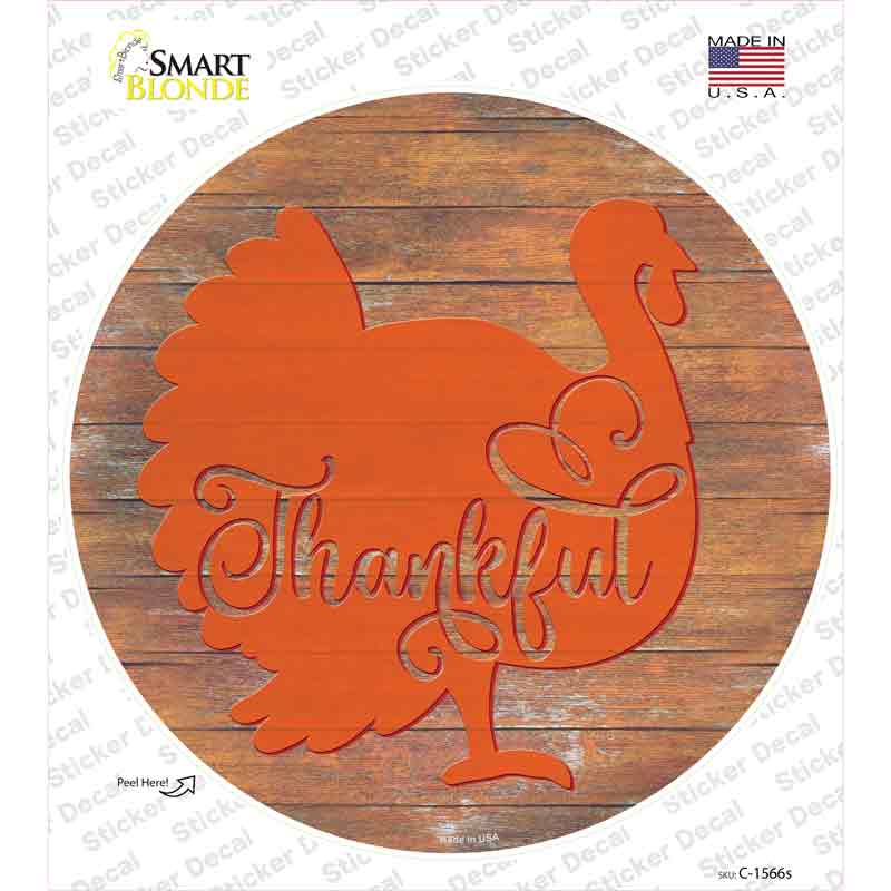 C-1566s-M Thanksgiving Turkey Novelty Circle Sticker Decal - Medium