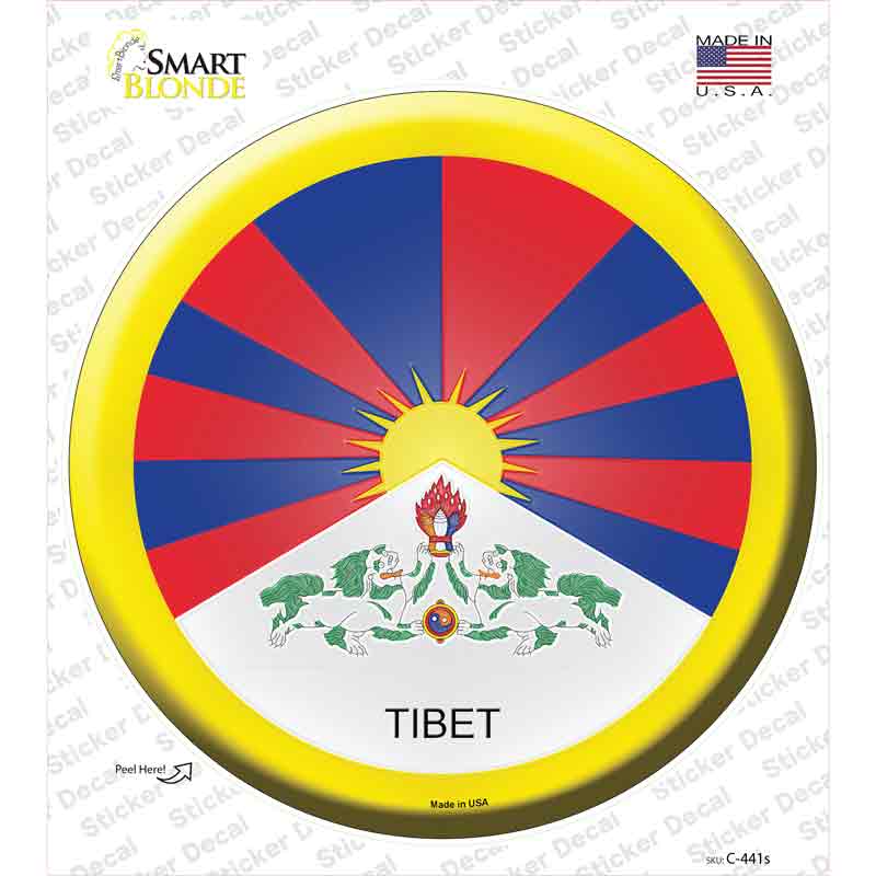 C-441s-M Tibet Country Novelty Circle Sticker Decal - Medium