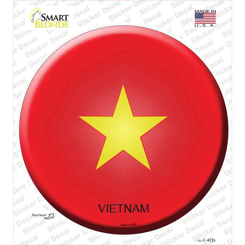 C-472s-M Vietnam Country Novelty Circle Sticker Decal - Medium