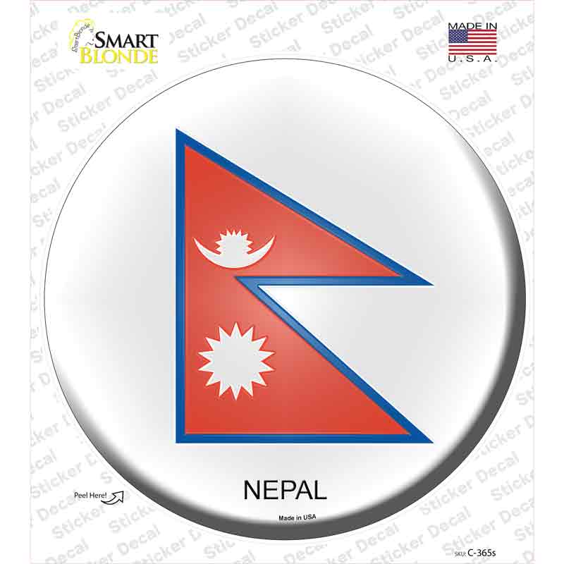 C-365s-M Nepal Country Novelty Circle Sticker Decal - Medium