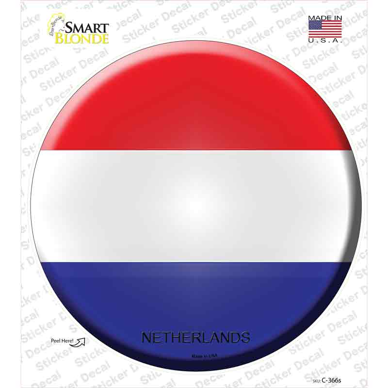 C-366s-M Netherlands Country Novelty Circle Sticker Decal - Medium