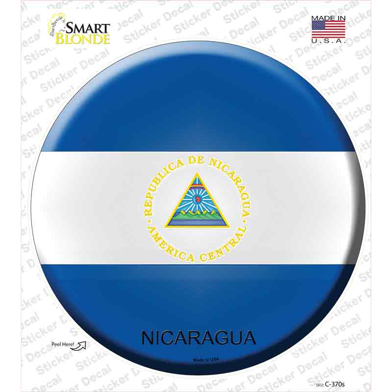 C-370s-M Nicaragua Country Novelty Circle Sticker Decal - Medium