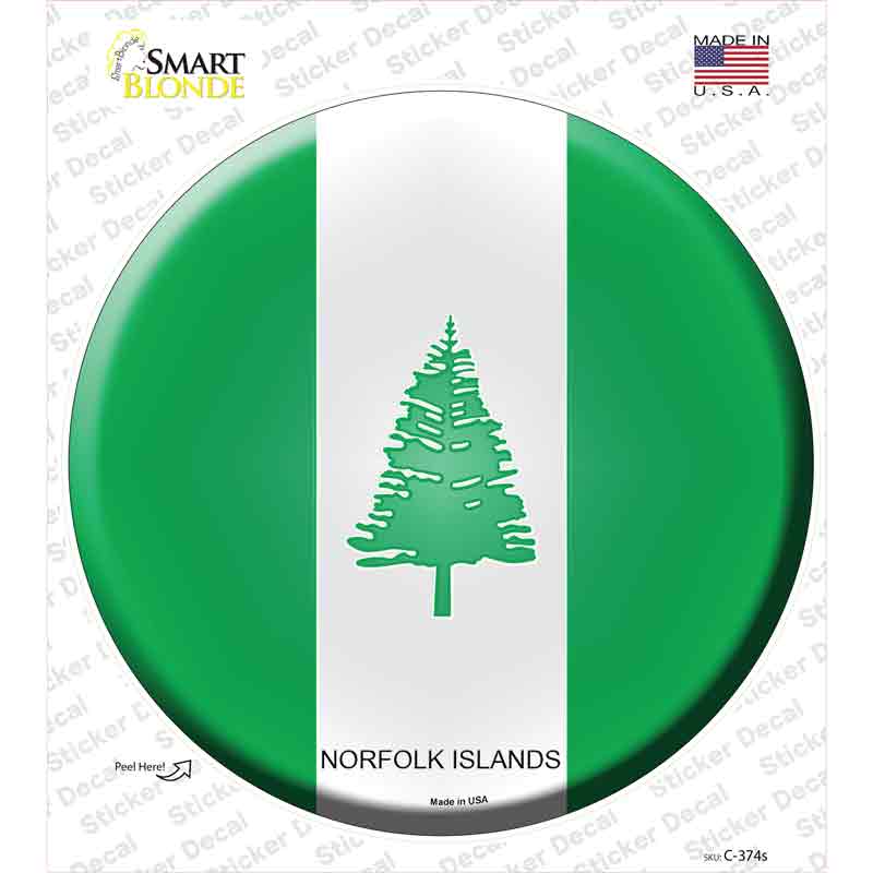 C-374s-M Norfolk Islands Novelty Circle Sticker Decal - Medium