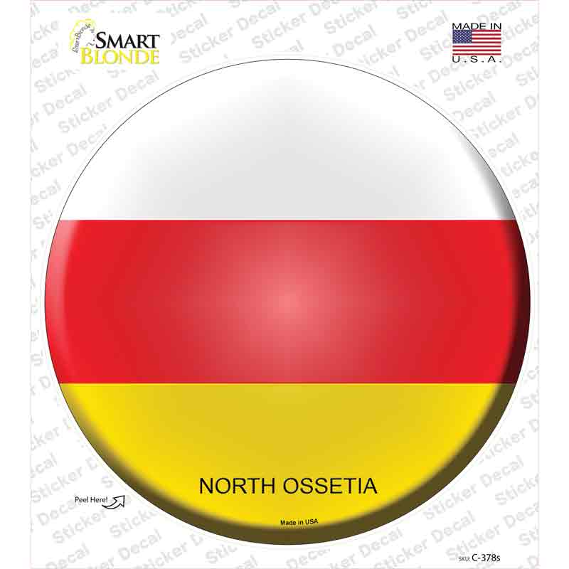 C-378s-M North Ossetia Country Novelty Circle Sticker Decal - Medium