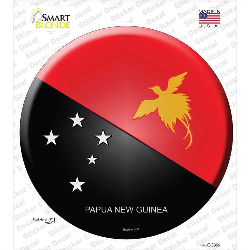 C-386s-M Papua   Guinea Country Novelty Circle Sticker Decal - Medium