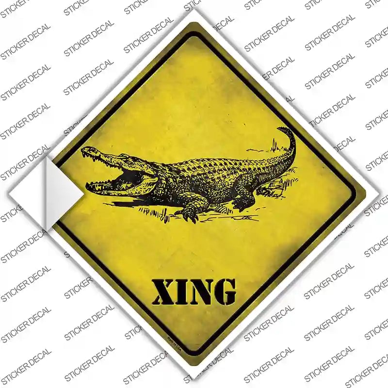 CX-321s-L Alligator Xing Novelty Diamond Sticker Decal - Large