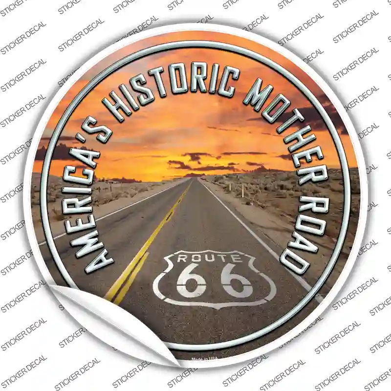 C-751s-L Mother Road Route 66 Novelty Circle Sticker Decal - Large