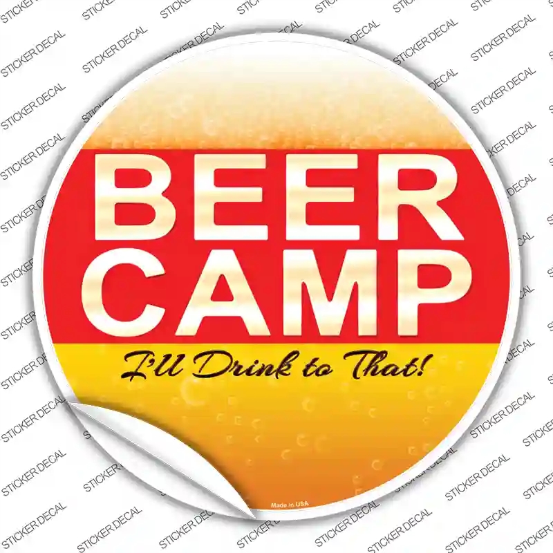 C-753s-L Beer Camp Novelty Circle Sticker Decal - Large
