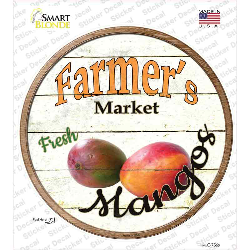 C-756s-M Farmers Market Mangos Novelty Circle Sticker Decal - Medium