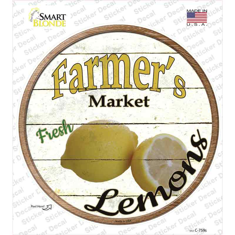 C-759s-M Farmers Market Lemons Novelty Circle Sticker Decal - Medium