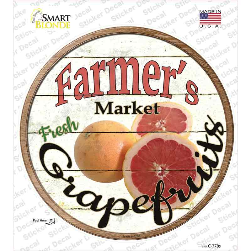 C-778s-M Farmers Market Grapefruits Novelty Circle Sticker Decal - Medium
