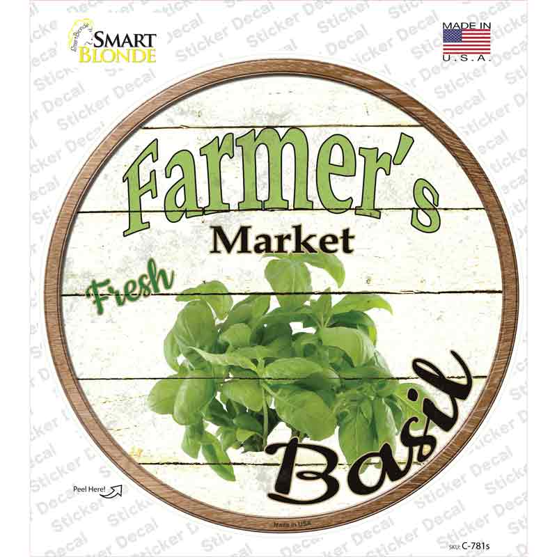 C-781s-M Farmers Market Basil Novelty Circle Sticker Decal - Medium