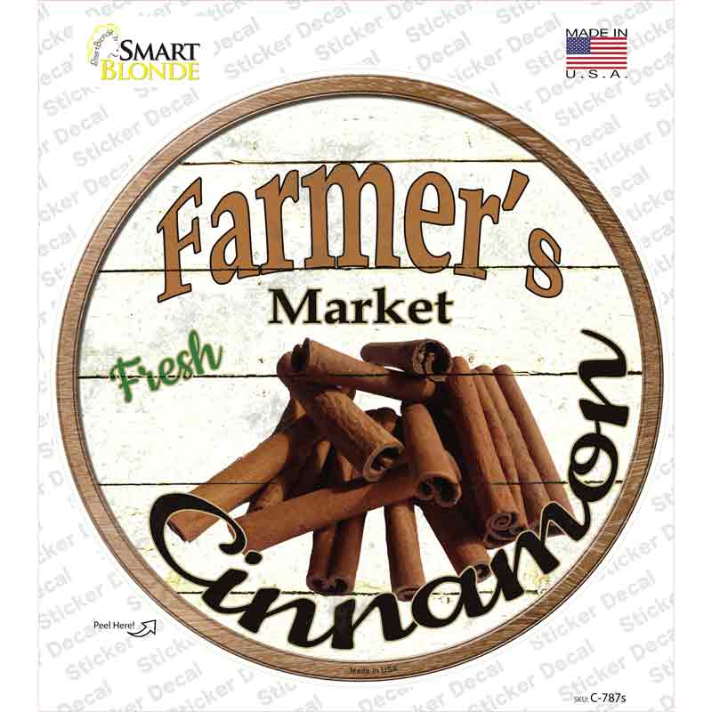 C-787s-M Farmers Market Cinnamon Novelty Circle Sticker Decal - Medium
